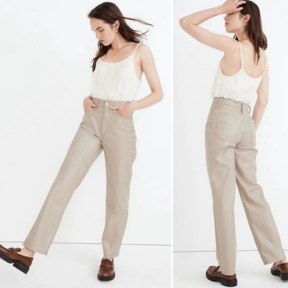 MADEWELL The Perfect Vintage Straight Jean: Faux Leather Edition NWT